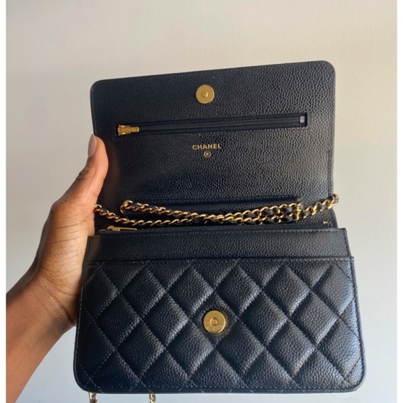 Authentic Chanel Wallet on Chain - Black Caviar Leather with Gold hardware - Picture 13 of 16